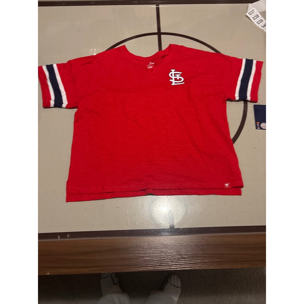 1321 MLB St Louis Cardinals Red Slub V-Neck T-Shirt Womens Large NWT